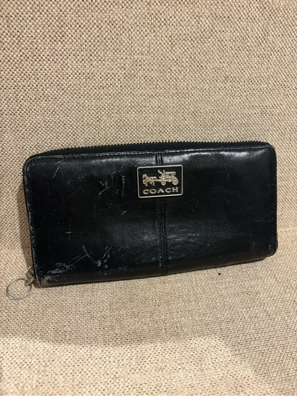 COACH Black Leather Zip Wallet